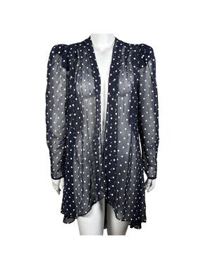 Vintage Gilberti Sheer Polka Dot Open Draped Cardigan Size 10 Blue Lightweight